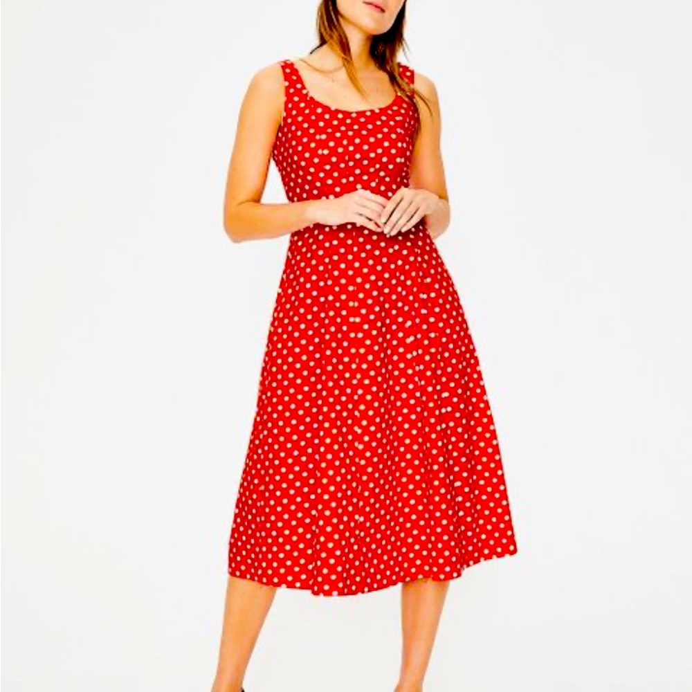 Boden | Red Pop Spot Star Sabina Midi Dress